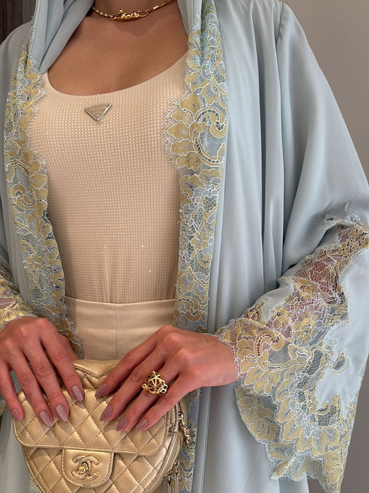 The Azure Élégance Abaya Set (IA184)