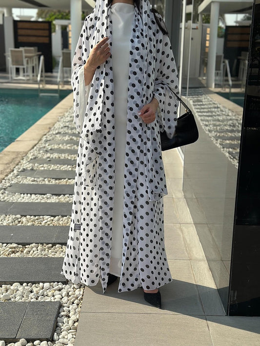 Zayna - Polka Dot Abaya Set (IA178)