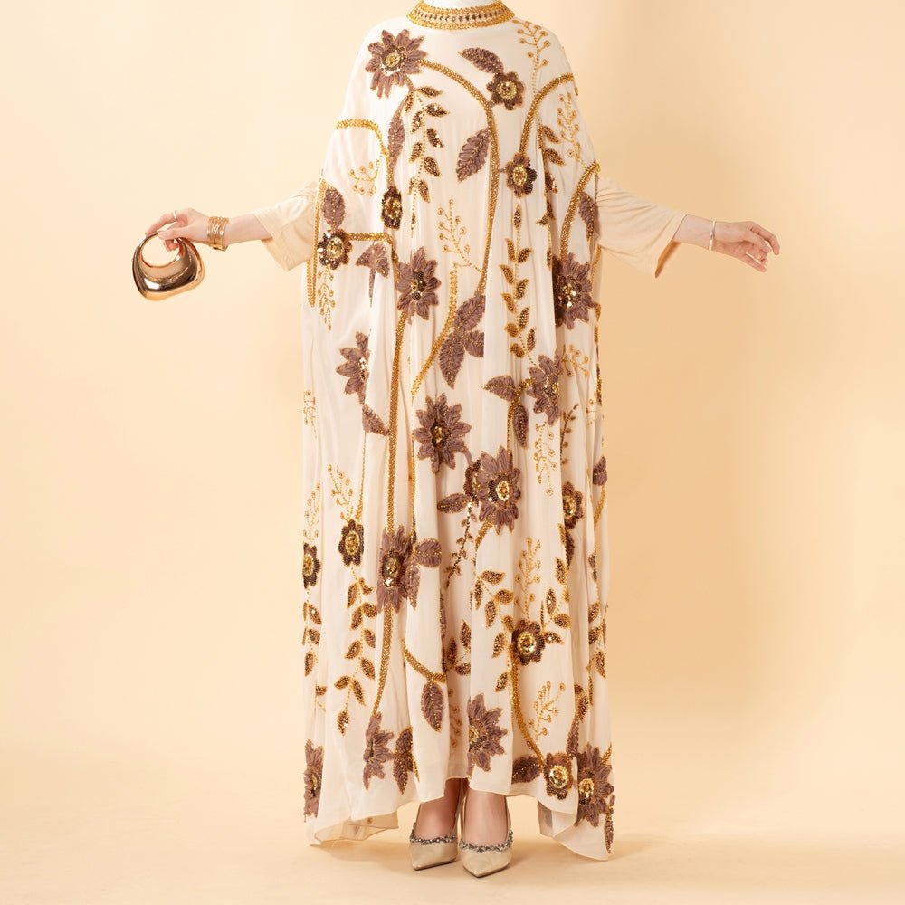 Hand-beaded Luxe Kaftan Abaya Dress