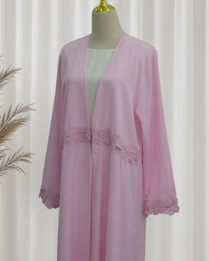 The Élise Lace-Trimmed Abaya Set (IA185)