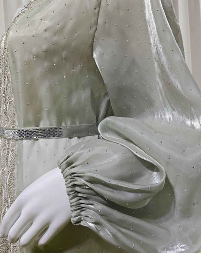 Ethereal rhinestoned Arabic Hand-Embroidered 2-piece Set