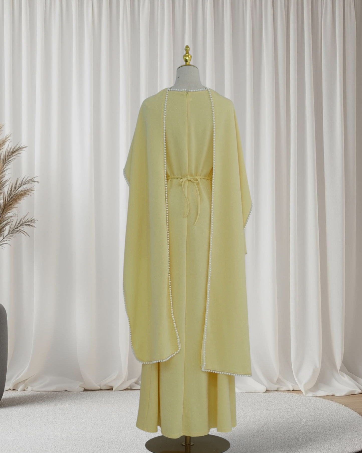 The Atelier Pearl Cape Dress - Yellow (DY158)