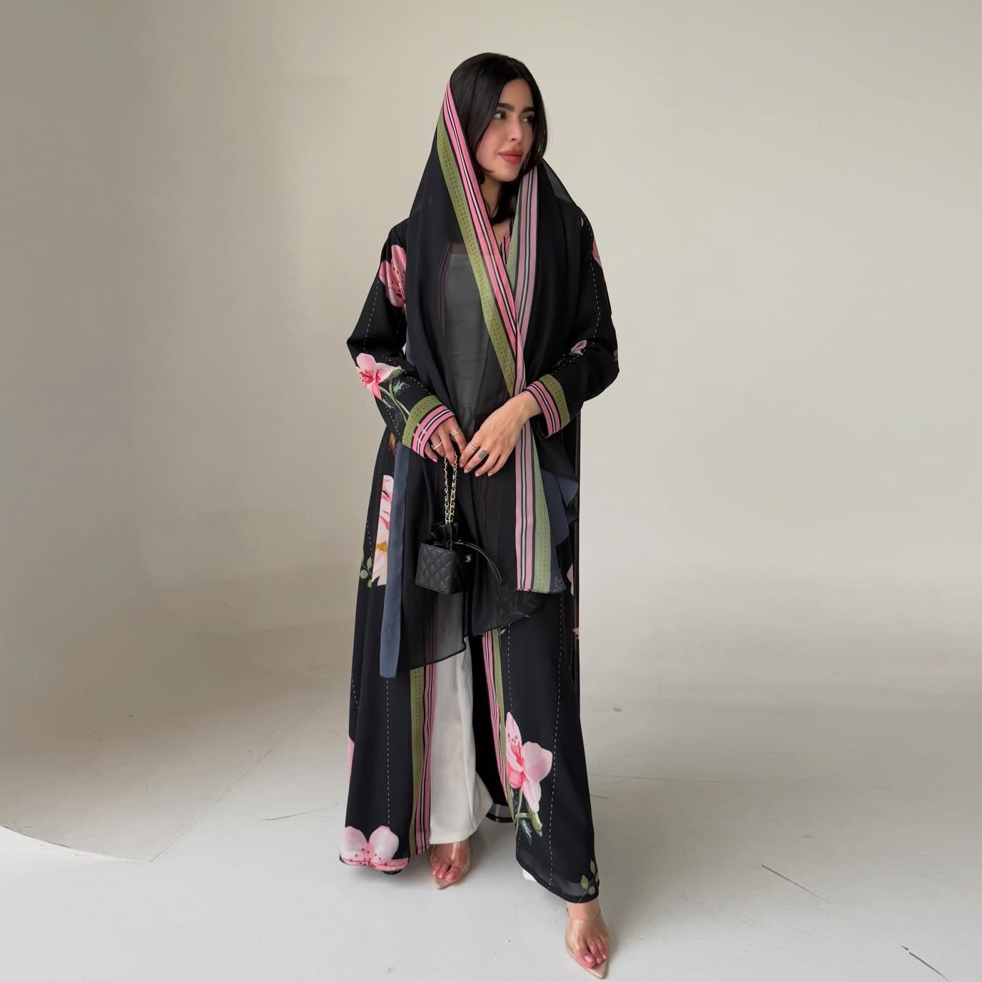 Chic Petals Abaya Set(IA177)