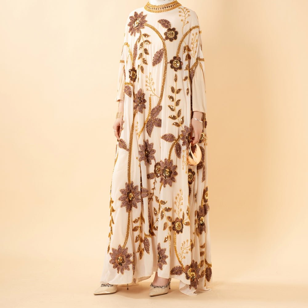 Hand-beaded Luxe Kaftan Abaya Dress