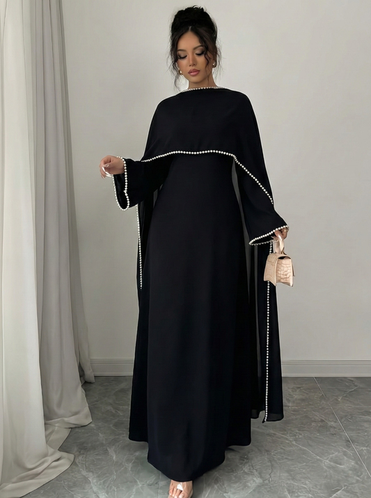 The Atelier Pearl Cape Dress - Black (DB158)