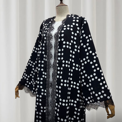 The Polka Dot Lace Abaya Set (EG148)
