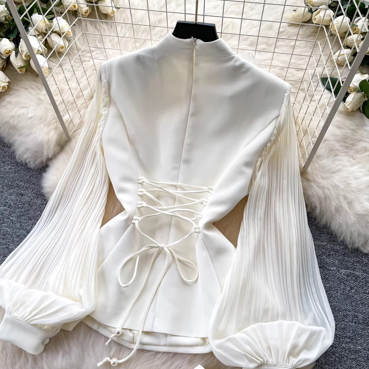 Élise Couture Embellished Peplum & Skirt Set – Ivory