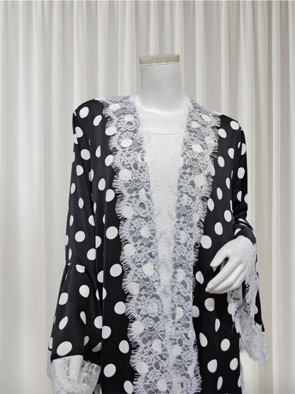 Iman - Polka Dot Lace Abaya Set (EG168)