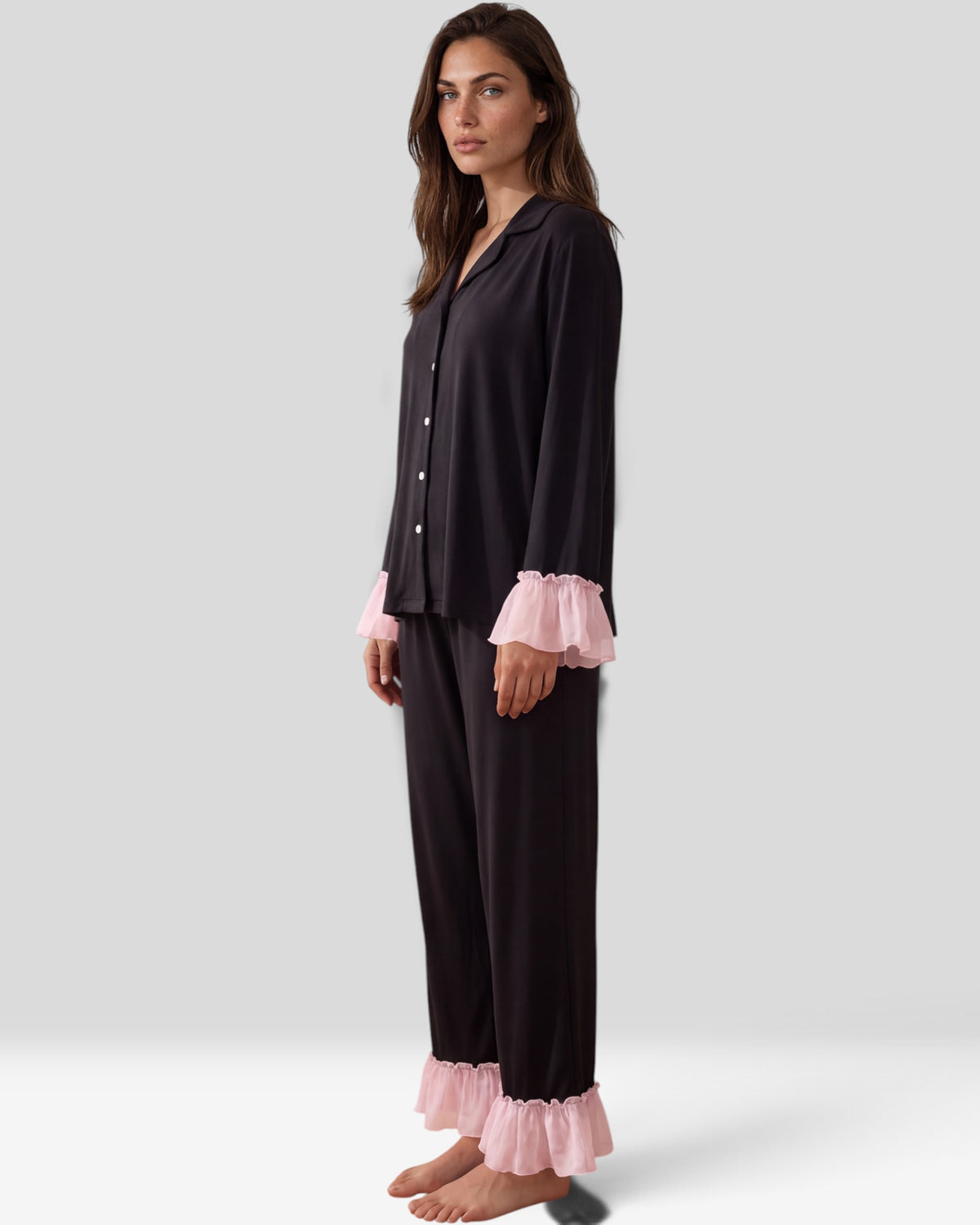 Ruffle Sleeved Pajama Set