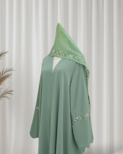 Rosette Floral Embroidered Abaya Set (EG143)