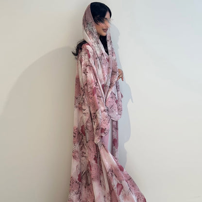 The Rosé Serpentine Abaya Set (IA190)