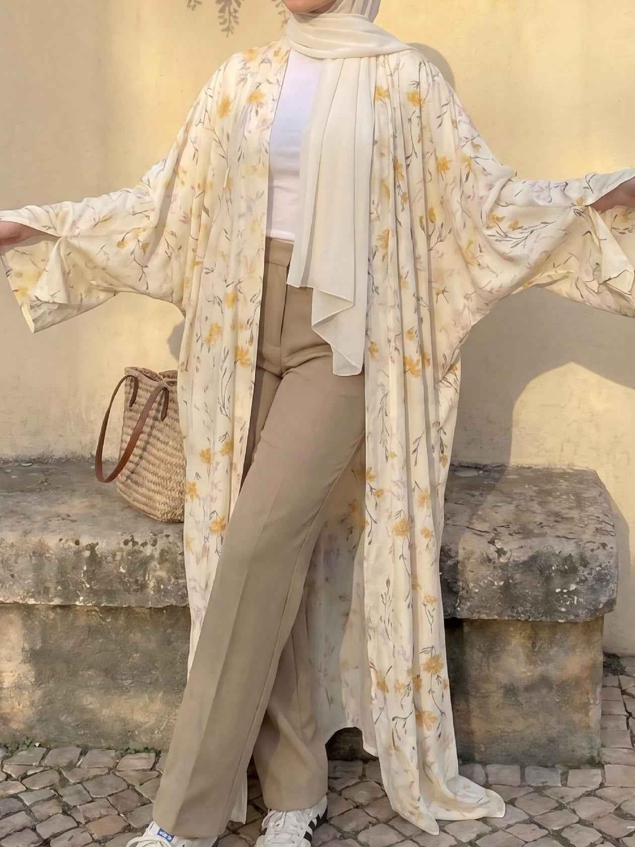Rayhana - Floral Print Abaya Set (IA172)