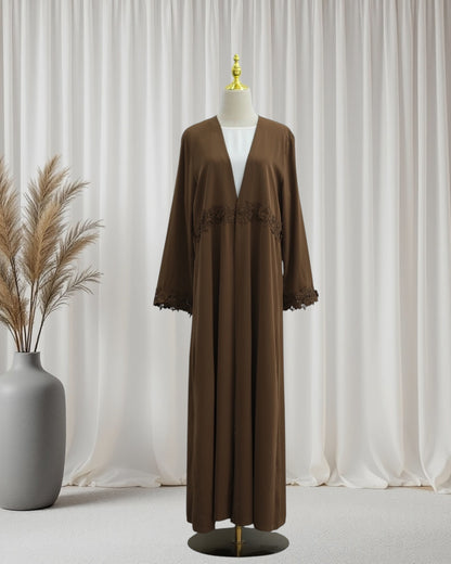 The Élise Lace-Trimmed Abaya Set (IA185)