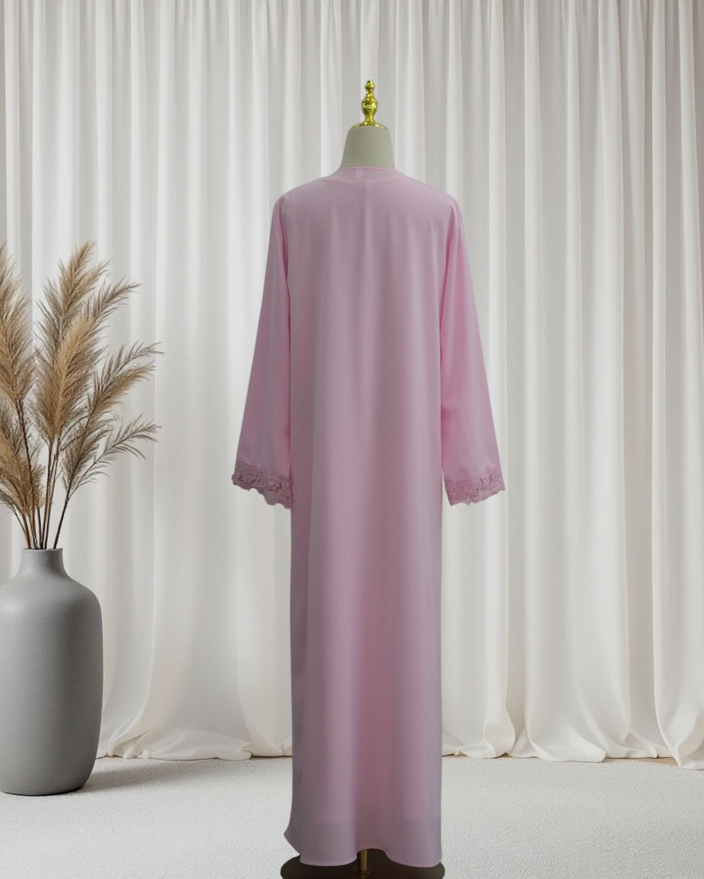 The Élise Lace-Trimmed Abaya Set (IA185)