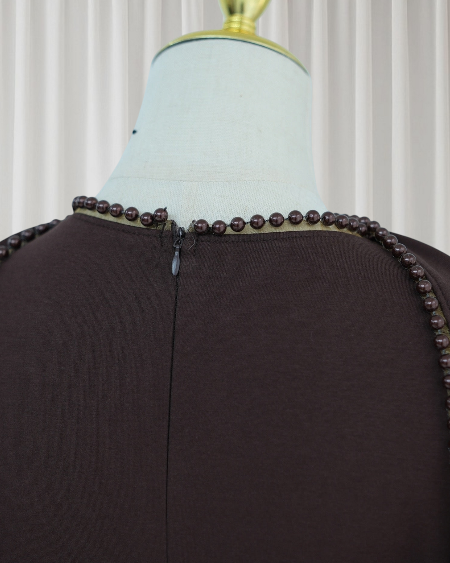 The Atelier Pearl Cape Dress - Dark Coffee(DC158)