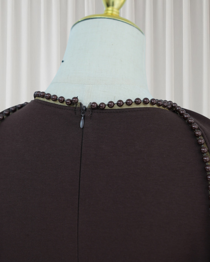 The Atelier Pearl Cape Dress - Dark Coffee(DC158)
