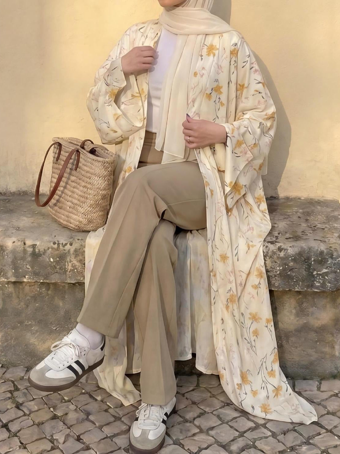 Rayhana - Floral Print Abaya Set (IA172)
