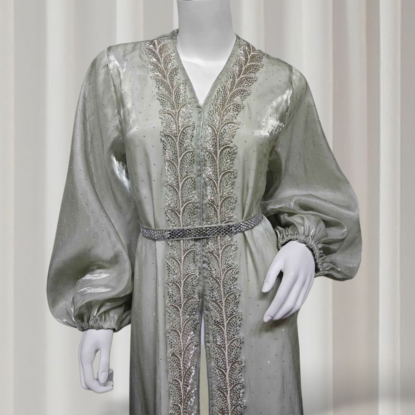 Ethereal rhinestoned Arabic Hand-Embroidered 2-piece Set
