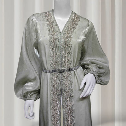 Ethereal rhinestoned Arabic Hand-Embroidered 2-piece Set