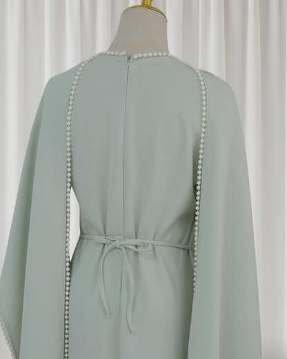 The Atelier Pearl Cape Dress -Sage Green (DG158)