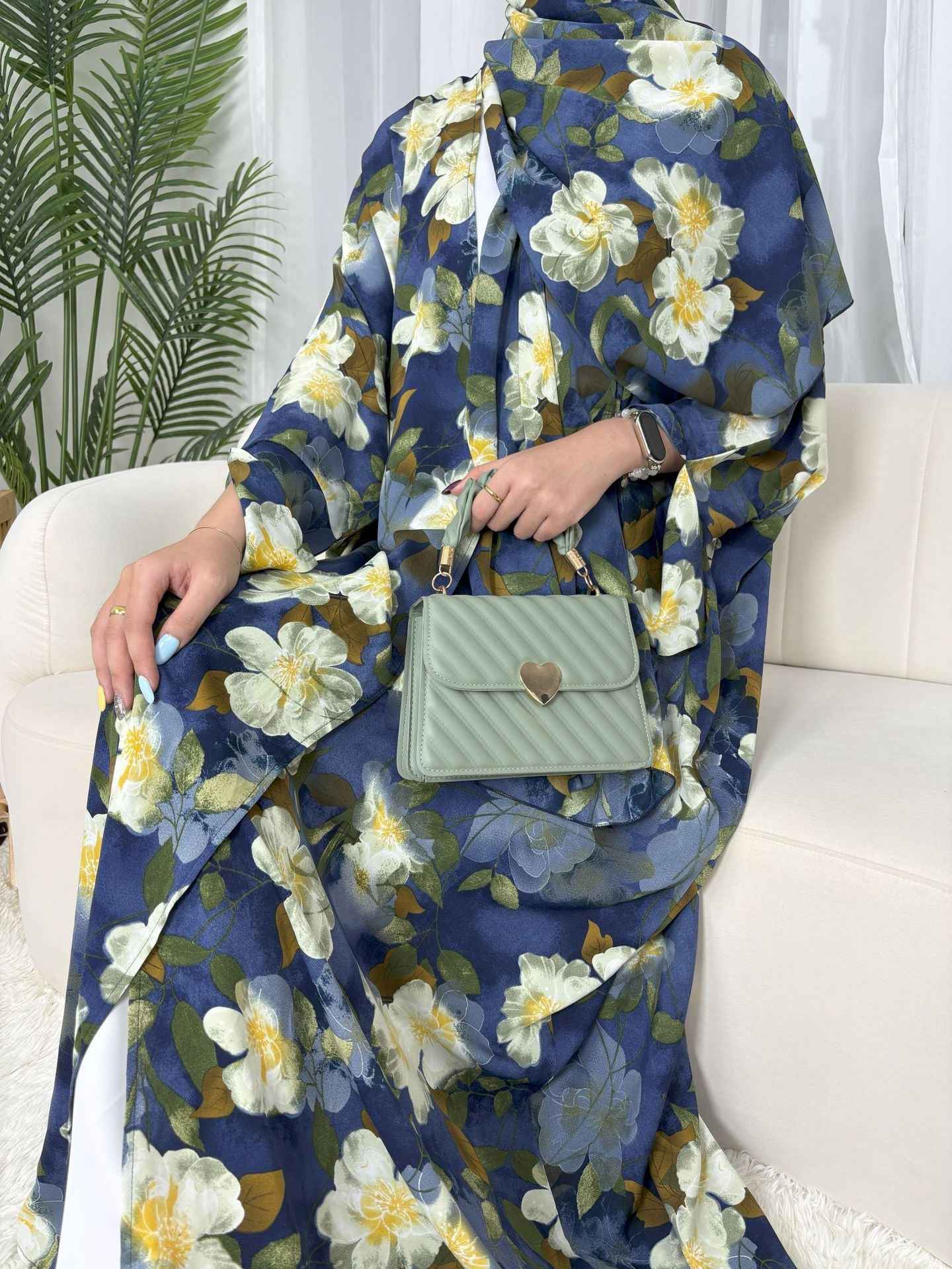 Zuhra - Floral Print Abaya Set (IA175)