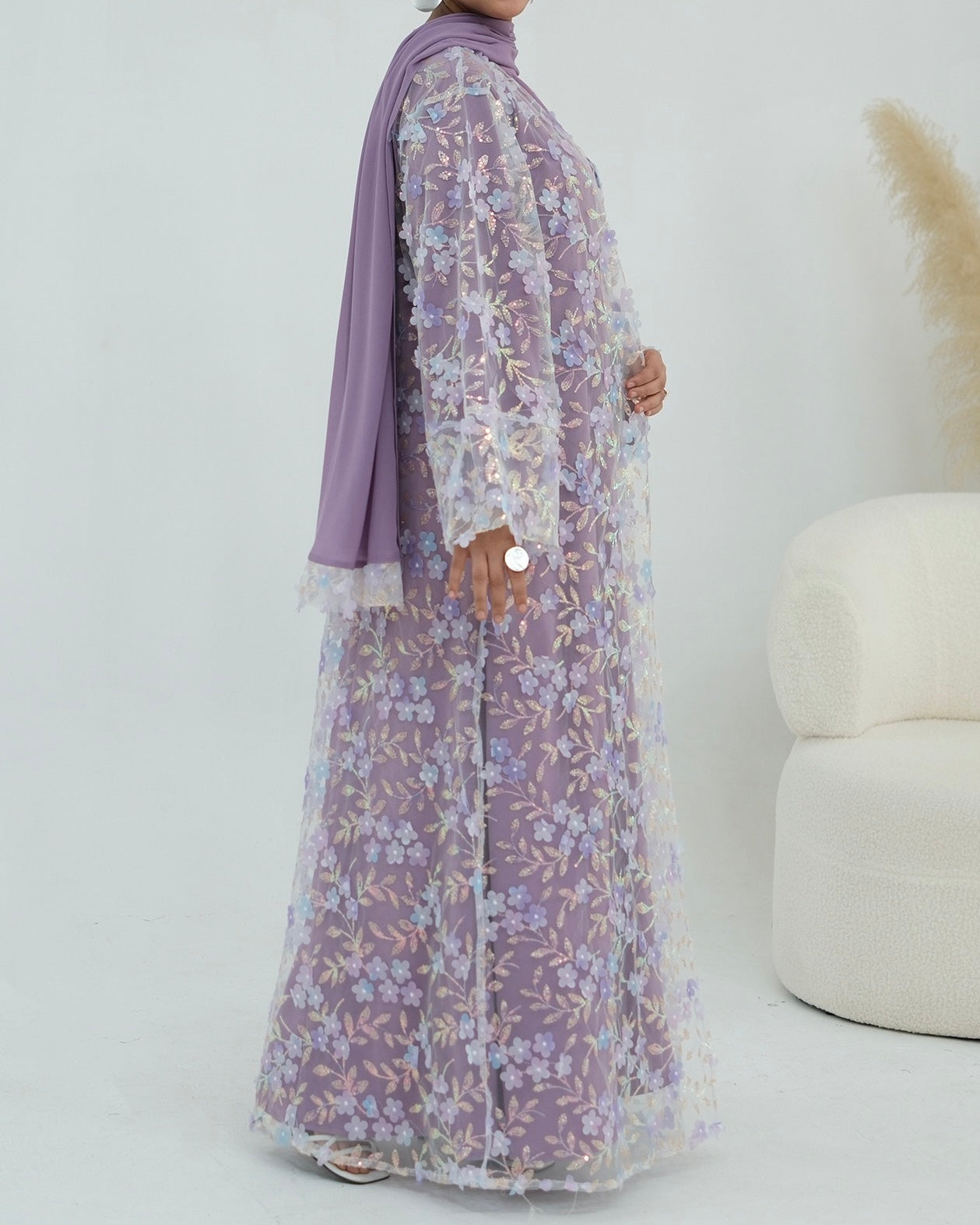The Élan Floral Sequin Abaya Couture (IA189)
