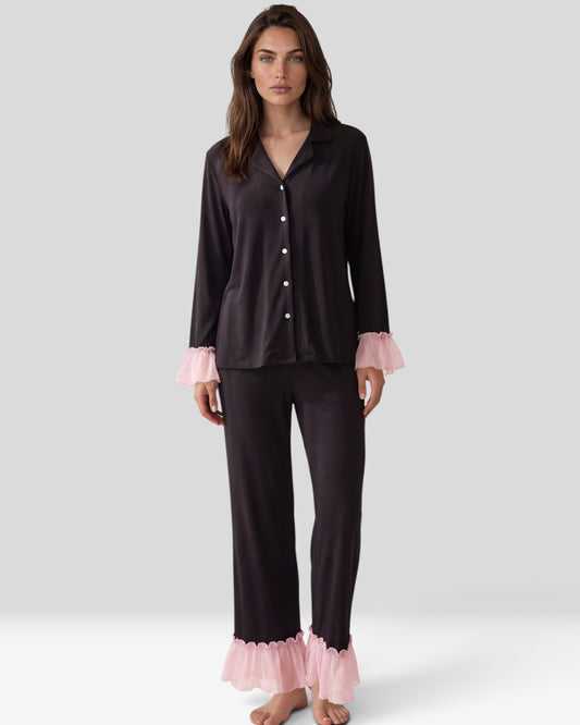 Ruffle Sleeved Pajama Set