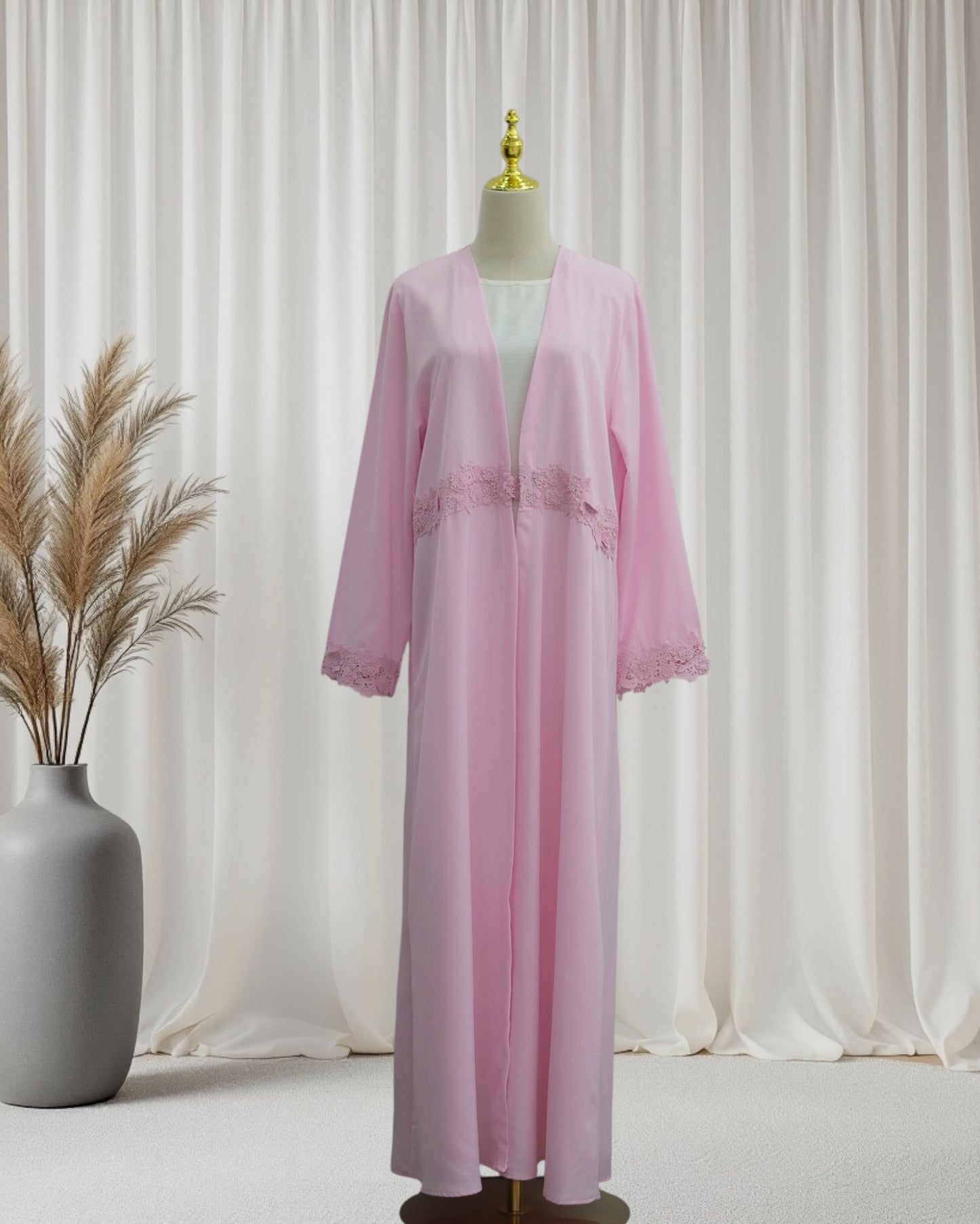 The Élise Lace-Trimmed Abaya Set (IA185)