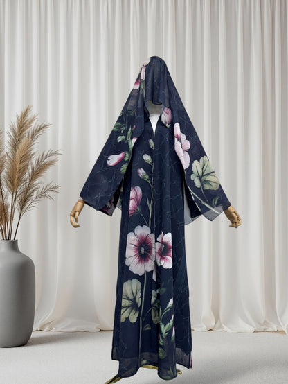 The Artisanal Midnight Floral Abaya Set (EG150)