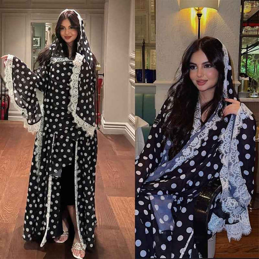 Iman - Polka Dot Lace Abaya Set (EG148) (Copy)