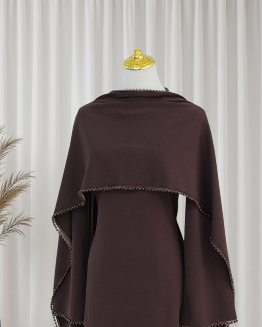 The Atelier Pearl Cape Dress - Dark Coffee(DC158)