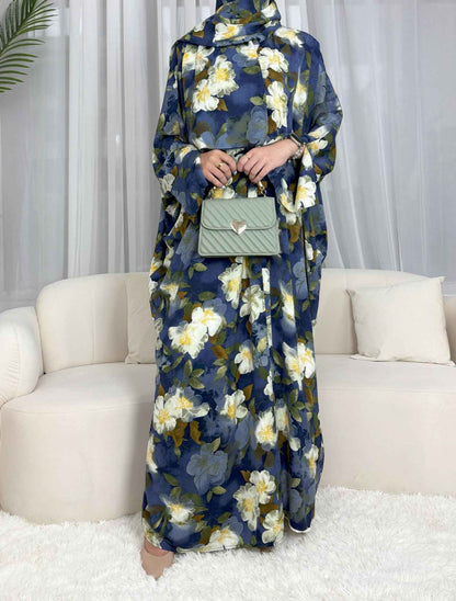 Zuhra - Floral Print Abaya Set (IA175)