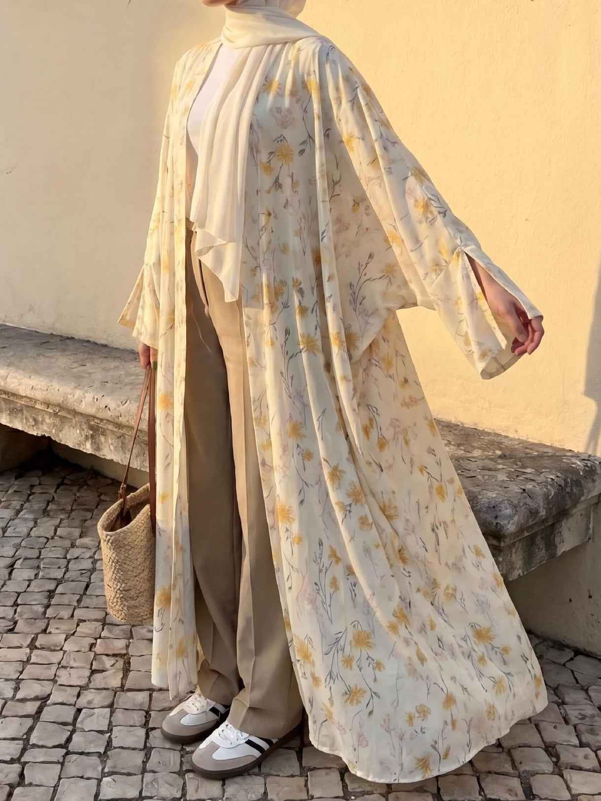 Rayhana - Floral Print Abaya Set (IA172)