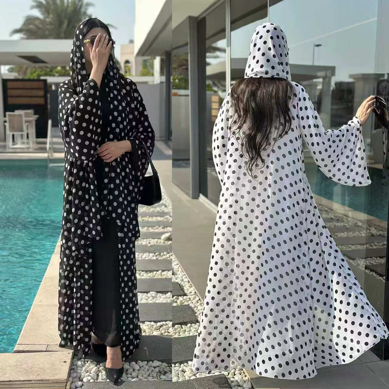 Zayna - Polka Dot Abaya Set (IA178)