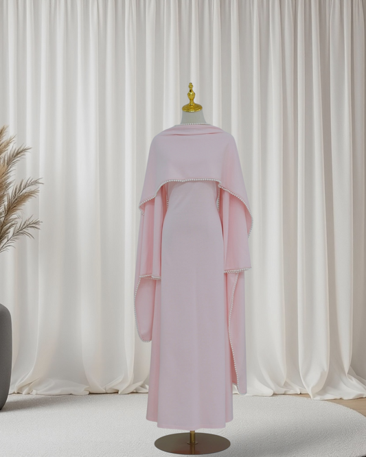The Atelier Pearl Cape Dress - Pink (DP158)