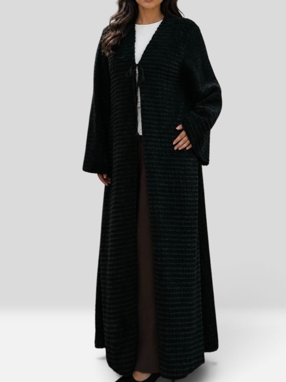 Fuzzy Knit Abaya
