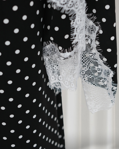 Sarah - Polka Dot Lace Cape Dress (ID167)