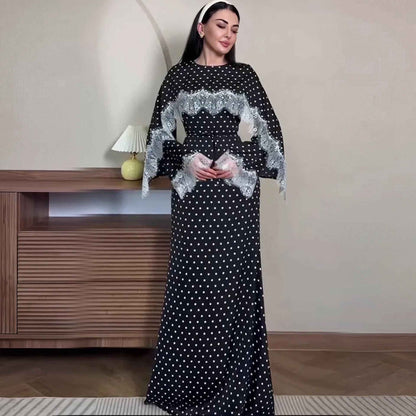 Sarah - Polka Dot Lace Cape Dress (ID167)