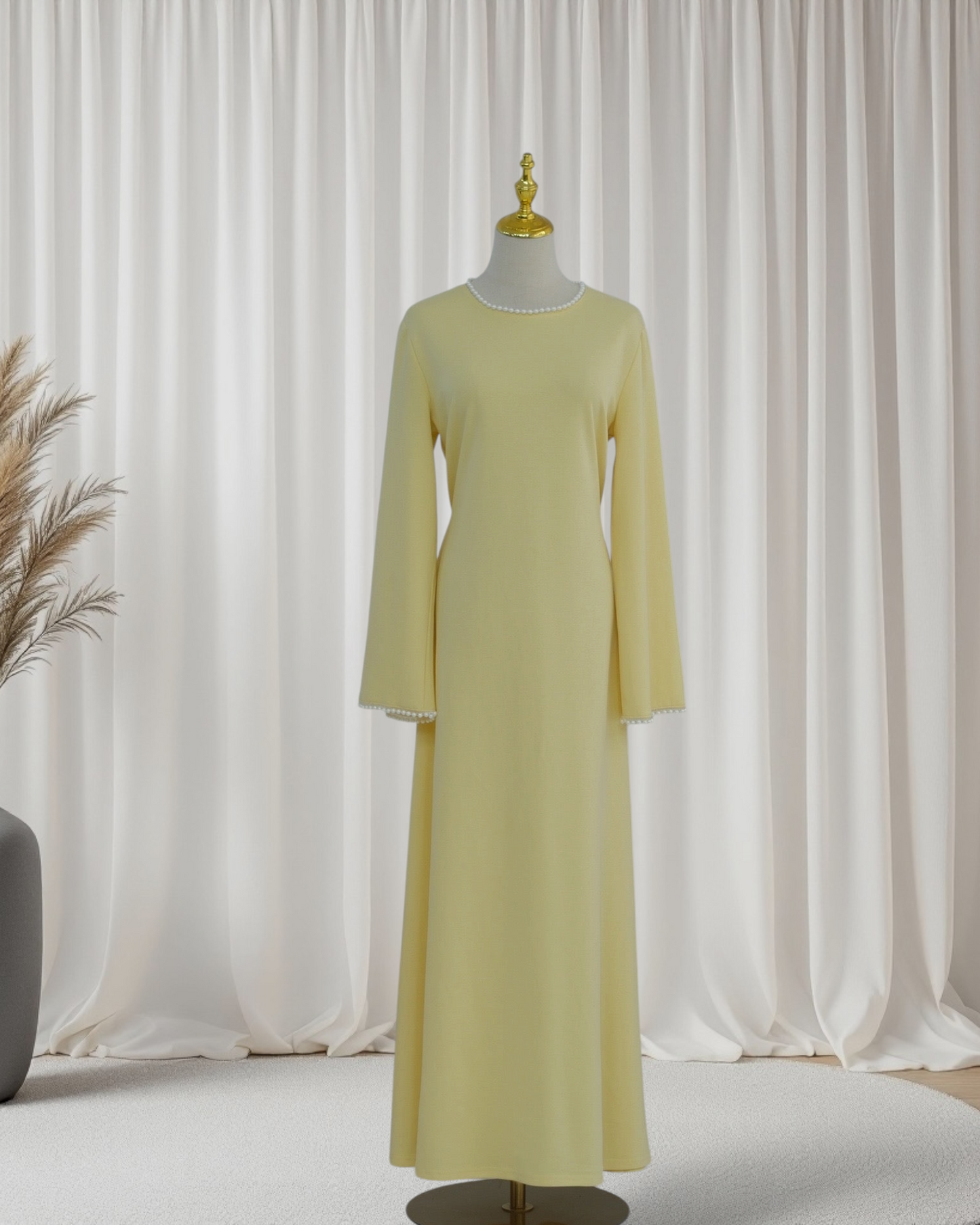 The Atelier Pearl Cape Dress - Yellow (DY158)