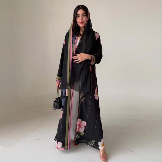 Chic Petals Abaya Set(IA177)