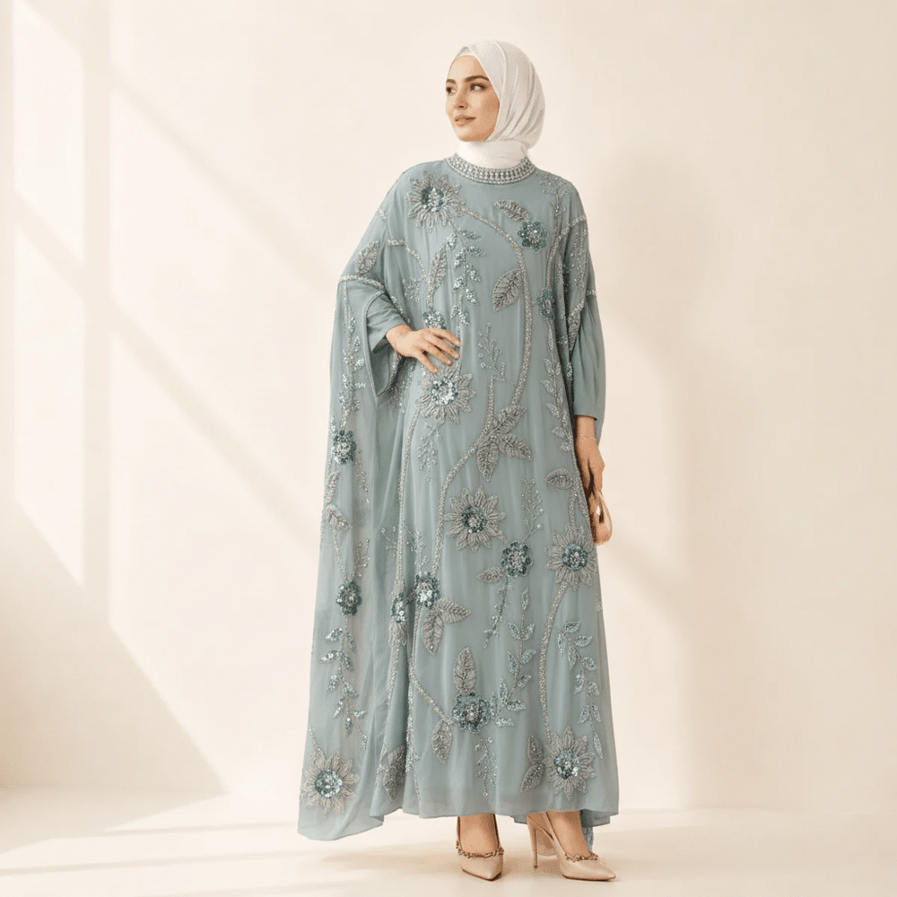 Hand-beaded Luxe Kaftan Abaya Dress
