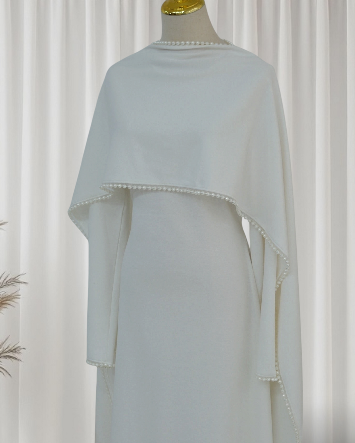 The Atelier Pearl Cape Dress - White (DW158)