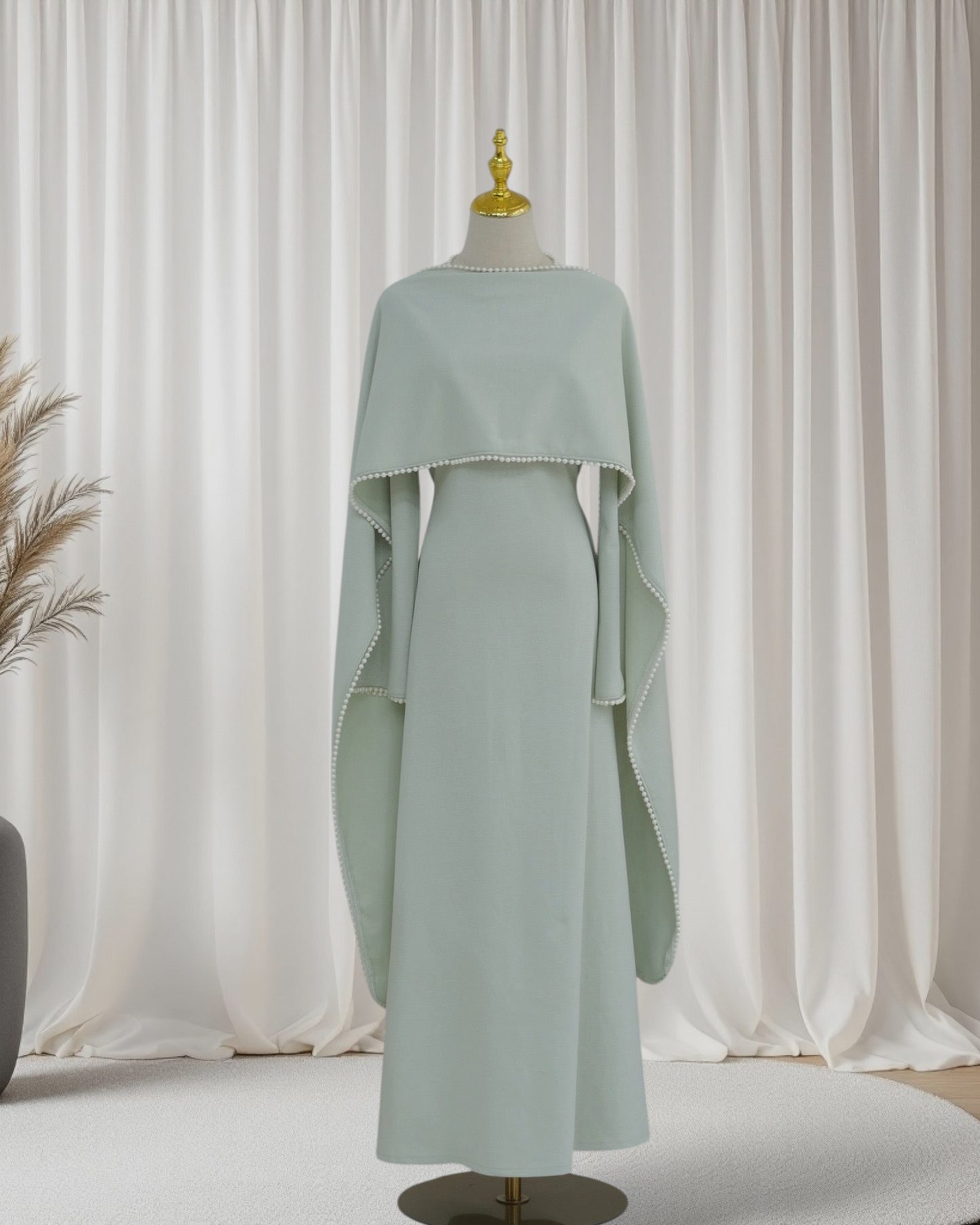 The Atelier Pearl Cape Dress -Sage Green (DG158)