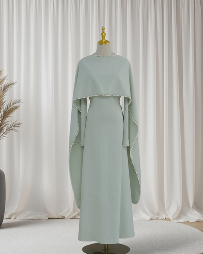 The Atelier Pearl Cape Dress -Sage Green (DG158)