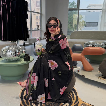 Chic Petals Abaya Set(IA177)