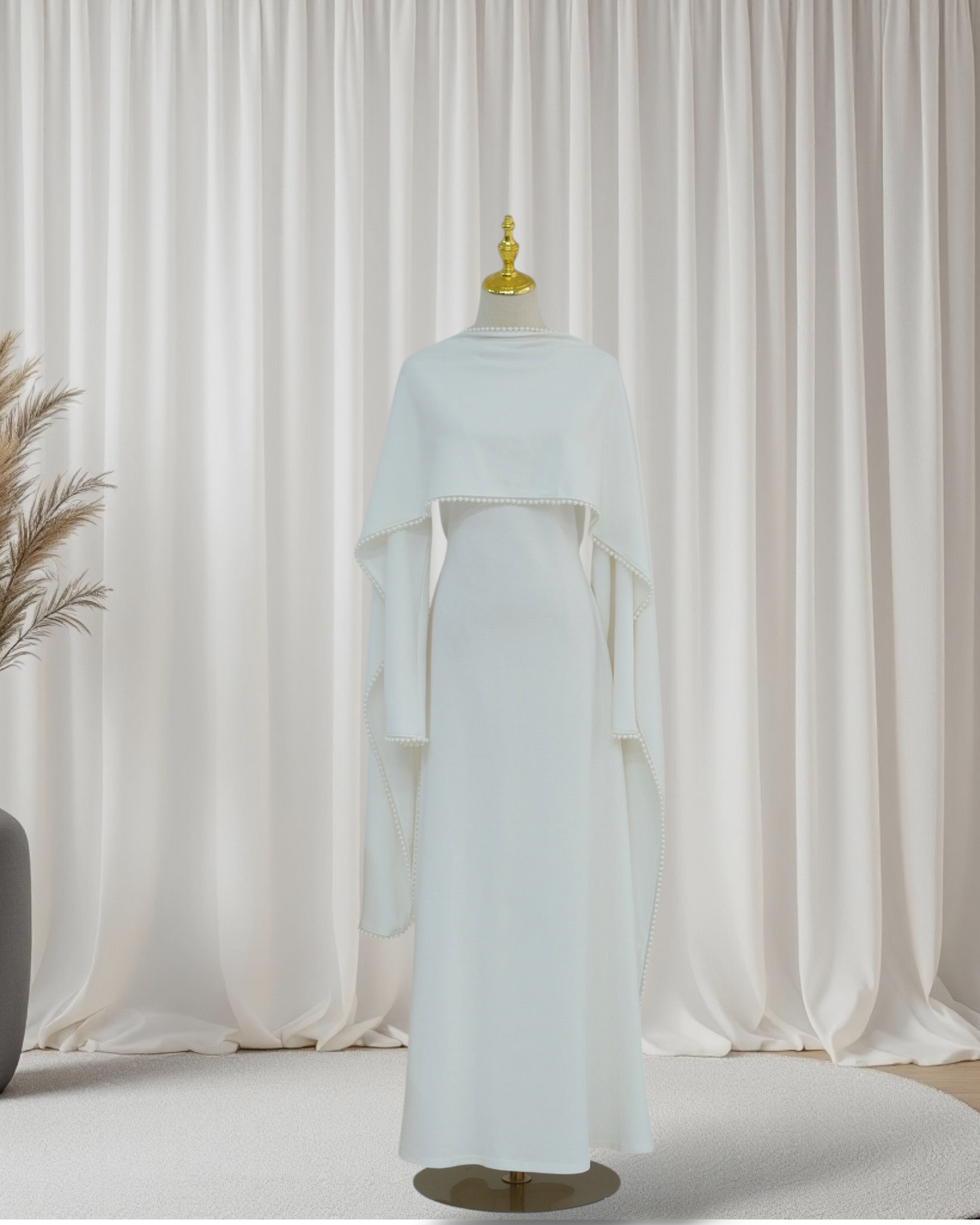 The Atelier Pearl Cape Dress - White (DW158)