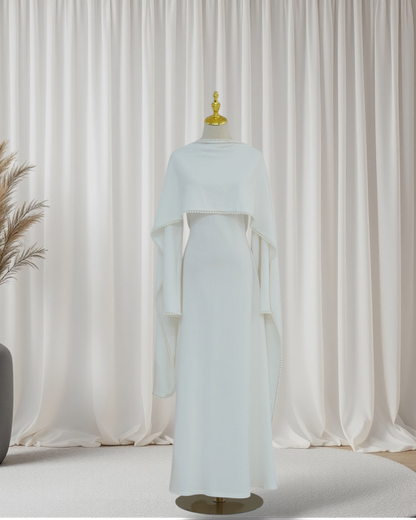 The Atelier Pearl Cape Dress - White (DW158)