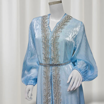 Ethereal rhinestoned Arabic Hand-Embroidered 2-piece Set