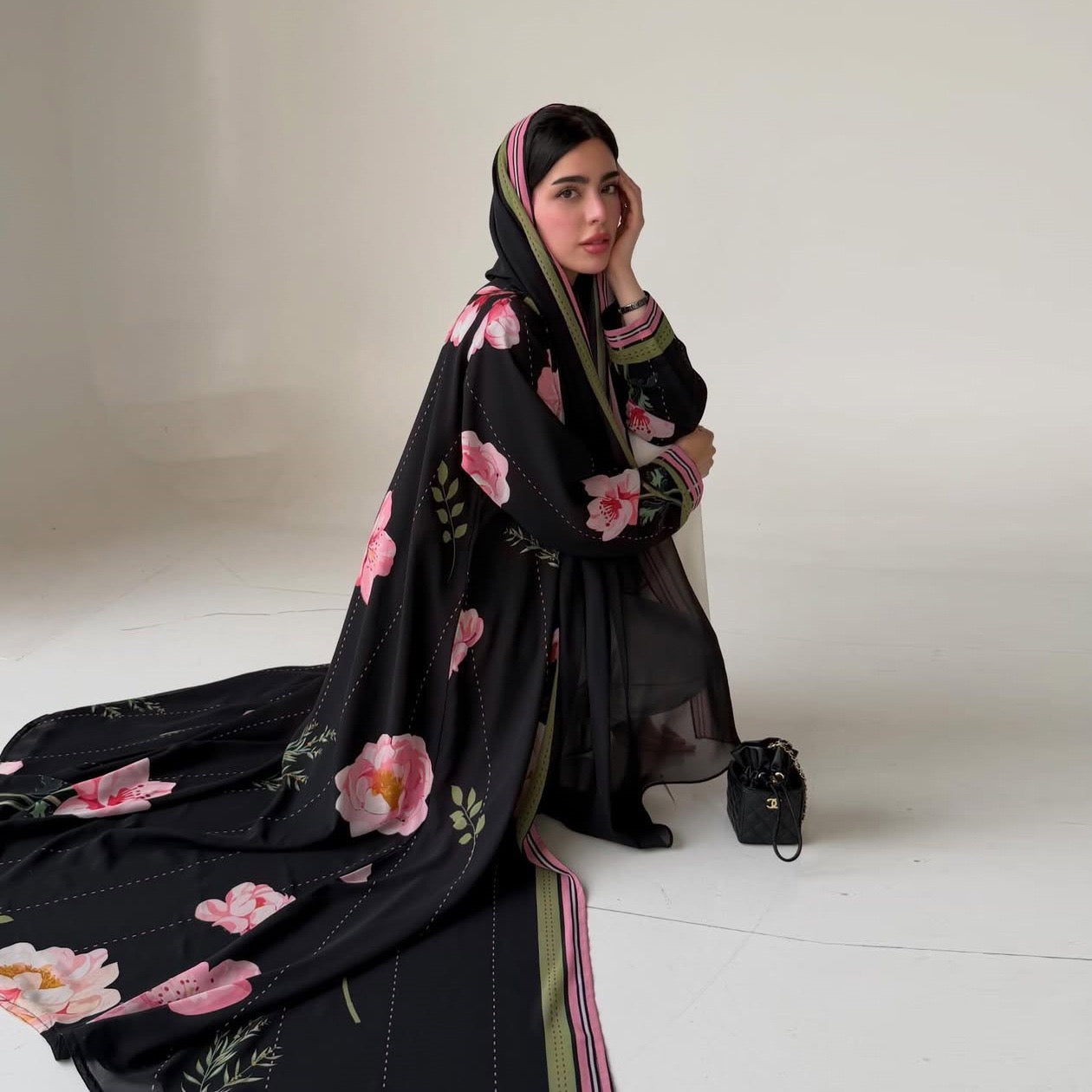 Chic Petals Abaya Set(IA177)