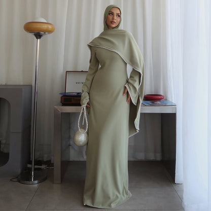 The Atelier Pearl Cape Dress -Sage Green (DG158)